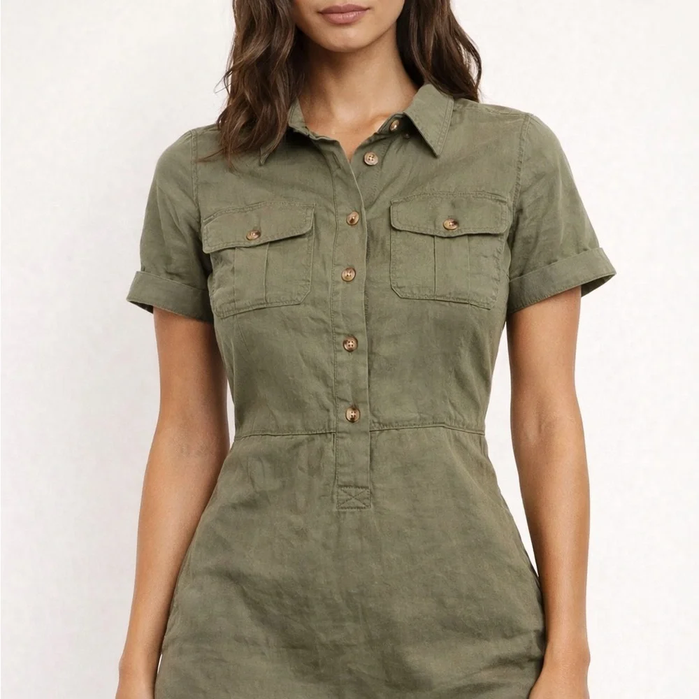 Womens J. Crew Olive Green Shirt Dress